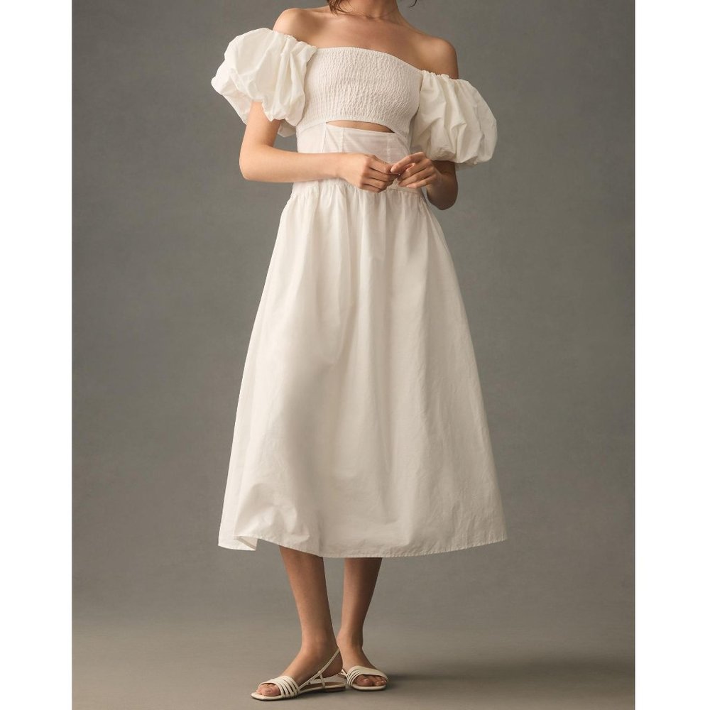Anthropologie Moon River Off-The-Shoulder Cutout Maxi Dress White - XS